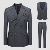 Costume pour Hommes ODM Designer, Revers Pointus, Coupe Moderne Texturée, en Polyester, pour Affaires