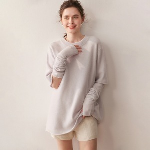 Suéter <span class=keywords><strong>de</strong></span> Cachemira <span class=keywords><strong>de</strong></span> Manga Corta para Mujer, con Logotipo Personalizado, Cuello Redondo, Tejido <span class=keywords><strong>de</strong></span> <span class=keywords><strong>Lana</strong></span> <span class=keywords><strong>de</strong></span> Cachemira, Capa Interior, Mongolia Interior - Product Image 1