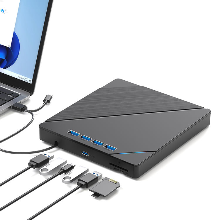 USB3.0 7-in-1 Multifunctional External Optical Drive DVD Burner with Tray Type and 4MB Cache for Desktop and Laptop