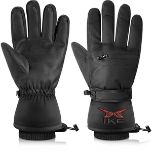 HIKE IMPEX Gants de ski d'hiver chauds pour hommes, imperméables, thermiques, en tissu Oxford, avec fermeture éclair et compatibles écran tactile - Product Image 1