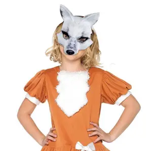 Purim – accessoires de fête de carnaval, masque de renard blanc demi-visage EVA