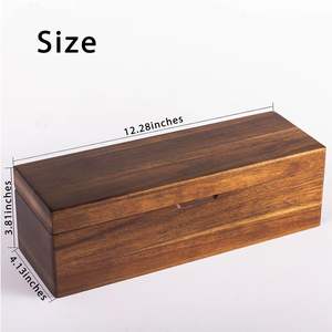 티백 용 뚜껑 칸이있는 아카시아 나무 차 상자 나무 공예품을위한 수제 나무 상자 - Product Image 2