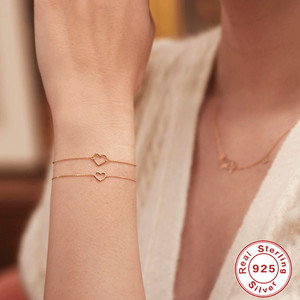 Fashion Simple S925 Sterling Silver Hollow love Glossy Simple Versatile <b>Stacked</b> <b>Bracelet</b> - Product Image 6