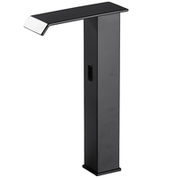 Robinet de lavabo moderne monotrou en métal avec capteur sans contact, mitigeur monocommande en céramique, finition polie, à poser sur le comptoir