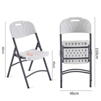 Chaise pliante moderne en plastique robuste, pliable en deux, avec pieds en acier et poignée de transport intégrée, portable, pour usage scolaire