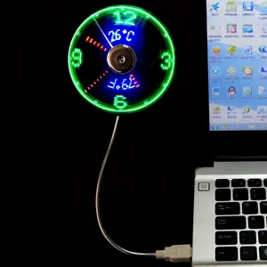 USB Led Display Handheld Electric Fan with Programmable led Clock and Temperature flashing Messages for Promotion Gifts