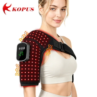 Attelle d'épaule rechargeable à LED pour thérapie par lumière rouge avec massage chauffant et vibrant, portable, 660nm 850nm, de qualité médicale