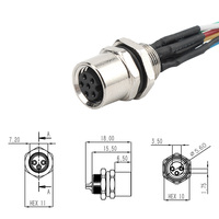 M8 Soudage Fil Intérieur Aviation Plug 2pin ~ 8 Pin Connecteur Conseil Fin Femelle Tête Arrière Verrouillage IP67 Grade Étanche Prise Industrielle
