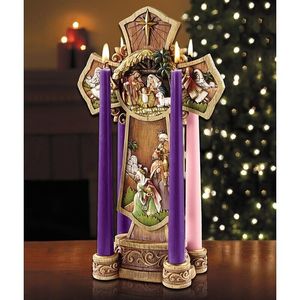 Candelabro <span class=keywords><strong>de</strong></span> Resina Navideño con 4 Soportes para Velas, Escena <span class=keywords><strong>de</strong></span> la Natividad, Decoración Navideña para el Hogar, Soporte <span class=keywords><strong>de</strong></span> Poliresina, ¡Gran Oferta! - Product Image 2