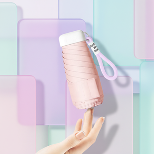 Sombrilla de Sol y Lluvia Plegable de 5 Pliegues y <span class=keywords><strong>6</strong></span> Varillas con Marco de Acero Dorado y Recubrimiento de Color Caramelo, Personalizada de Fábrica, para Mujer, Ideal para Viajes, Uso Diario y Regalo - Product Image 1