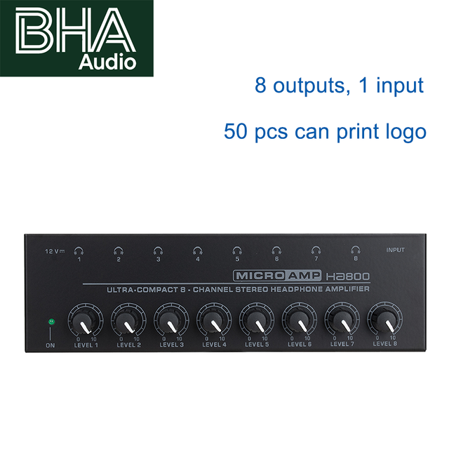 BHA HA800 8 Channel Headphone Amplifier Stereo Mixer Suitable for Studio Recording Imported Chips Wholesale Price OEM CE FCC