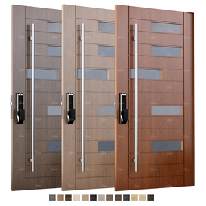 Puerta de pivote de madera Exterior de Foshan Yohome Puerta de pivote de madera Exterior moderna Elegancia moderna de puertas delanteras de pivote - Product Image 1