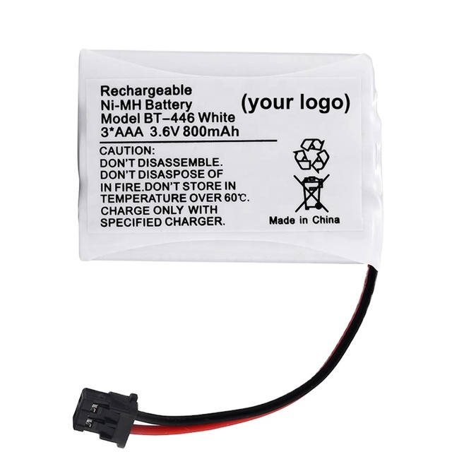 OEM Stable Supply Cordless Phone BT446 Nimh Hybrid 3.6v 800mah Aaa Rechargeable Batteries Pack 800 Cycle Life 2.88Wh