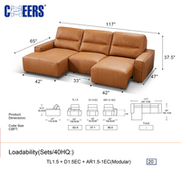 Juego de Muebles para Sala de Estar MAMWAH CHEERS, Sofá Cama de Cuero, Sofá Eléctrico de 3 Plazas