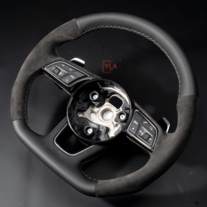 Volant en cuir semi-perforé YLA Custom <span class=keywords><strong>S</strong></span> <span class=keywords><strong>Line</strong></span> pour <span class=keywords><strong>Audi</strong></span> <span class=keywords><strong>A3</strong></span> 8V A4 A5 A6 A7 B7 B8 B8.5 S3 S4 S5 B9 C7, y compris A8 R8 Q3 - Product Image 4