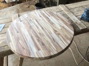 Tùy Chỉnh D80Cm Vòng Oiled Keo Bảng <span class=keywords><strong>Tops</strong></span> Rắn Suar Gỗ Ăn Uống Bàn Cà Phê <span class=keywords><strong>Butcher</strong></span> Khối Bảng <span class=keywords><strong>Tops</strong></span> - Product Image 3