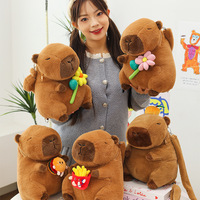 Sac à dos en peluche Capybara mignon avec fleur et coton, idéal pour un cadeau d'anniversaire, avec emballage en filet, à partir de 5 ans