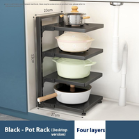 Étagère de rangement autoportante multi-niveaux en métal moderne, robuste, antirouille et réglable pour casseroles, ustensiles de cuisine et armoire sous évier de cuisine