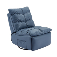 Nouvelle Arrivée Fauteuil Inclinable Électrique Pivotant et Ajustable en Tissu, Idéal pour le Repos, Bleu Clair, pour Appartement et Hôtel