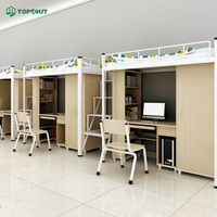 Solución Completa para Mobiliario de Alojamiento Estudiantil: Conjunto Combinado de Cama Alta de Acero, Silla de Escritorio y Armario