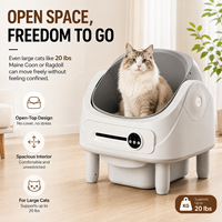 Bac à litière pour chat auto-nettoyant à dessus ouvert en PP POM, 10L, avec contrôle via application WiFi 2.4G et capteur de sécurité, idéal pour les foyers multi-chats