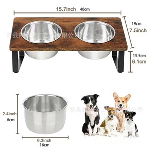 Comedero de madera para mascotas, soporte doble antideslizante para perros, elevador de madera para comedero de perro. - Product Image 2