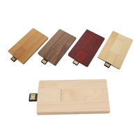 Flash Drive USB 2.0/3.0/3.1/3.2 dari Kayu Bambu Bentuk Kartu Kredit 32GB/128GB untuk Ponsel & Komputer