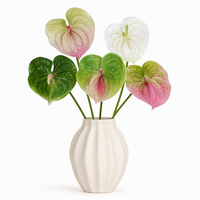 Fleurs artificielles en Anthurium imprimées en 3D, toucher réel, 60 cm, forme de cœur, tige unique, pour intérieur/extérieur, mariage, maison, remise de diplôme - Vente en gros