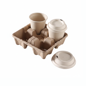 4 Cup Holder Biodegradable Pulp <strong>Carrier</strong> for Coffee Takeaway Wholesale - Product Image 1