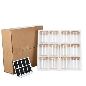 Juego <span class=keywords><strong>de</strong></span> 12 Recipientes <span class=keywords><strong>de</strong></span> Vidrio Borosilicato <span class=keywords><strong>con</strong></span> Tapas <span class=keywords><strong>de</strong></span> Bambú, Frascos Herméticos para Almacenar Alimentos, Galletas, Dulces y Nueces - Product Image 1