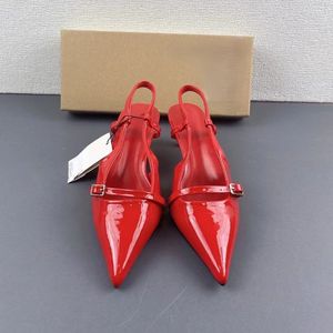 Nuovi Sandali Sexy con <span class=keywords><strong>Tacco</strong></span> a Spillo e Cinturino Posteriore, Tacchi Rossi alla Moda per Signore - Product Image 3