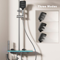 Mitigeur de bain de luxe à haute pression 4 fonctions, chaud et froid, en aluminium, avec affichage numérique LED, système de douche à effet pluie pour salle de bain