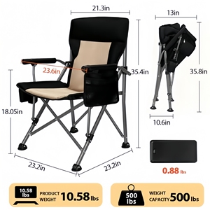 Silla de Camping Calefactable con Batería de 20,000 mAh, Duración de <span class=keywords><strong>500</strong></span> Minutos, Totalmente Acolchada, Plegable, de Metal Resistente, Soporta <span class=keywords><strong>500</strong></span> Libras - Product Image 6