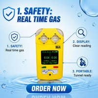 Détecteur portable de monoxyde de carbone CO et d'oxygène O2 avec stockage de 200 000 données pour les tests dans les tunnels, les conduits et les espaces confinés