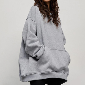 Sweat-shirt à capuche surdimensionné personnalisé de haute qualité, logo personnalisé, mode, logo personnalisé, gris, femme - Product Image 2