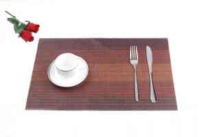 Tapis de table personnalisé en PVC avec feuilles de bambou de style occidental, motif tissé simple, tapis de table anti-brûlure pour la cuisine, napperon pour l'occasion du thé, rotin - Product Image 3