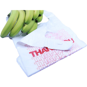 Venta al por mayor transparente gracias camiseta bolsa de plástico bolsa de compras para el embalaje - Product Image 4