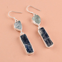 Design unique Boucles d'oreilles fines en argent sterling 925 Grenat naturel Vert Kyanite Pierre précieuse Exportateur de bijoux