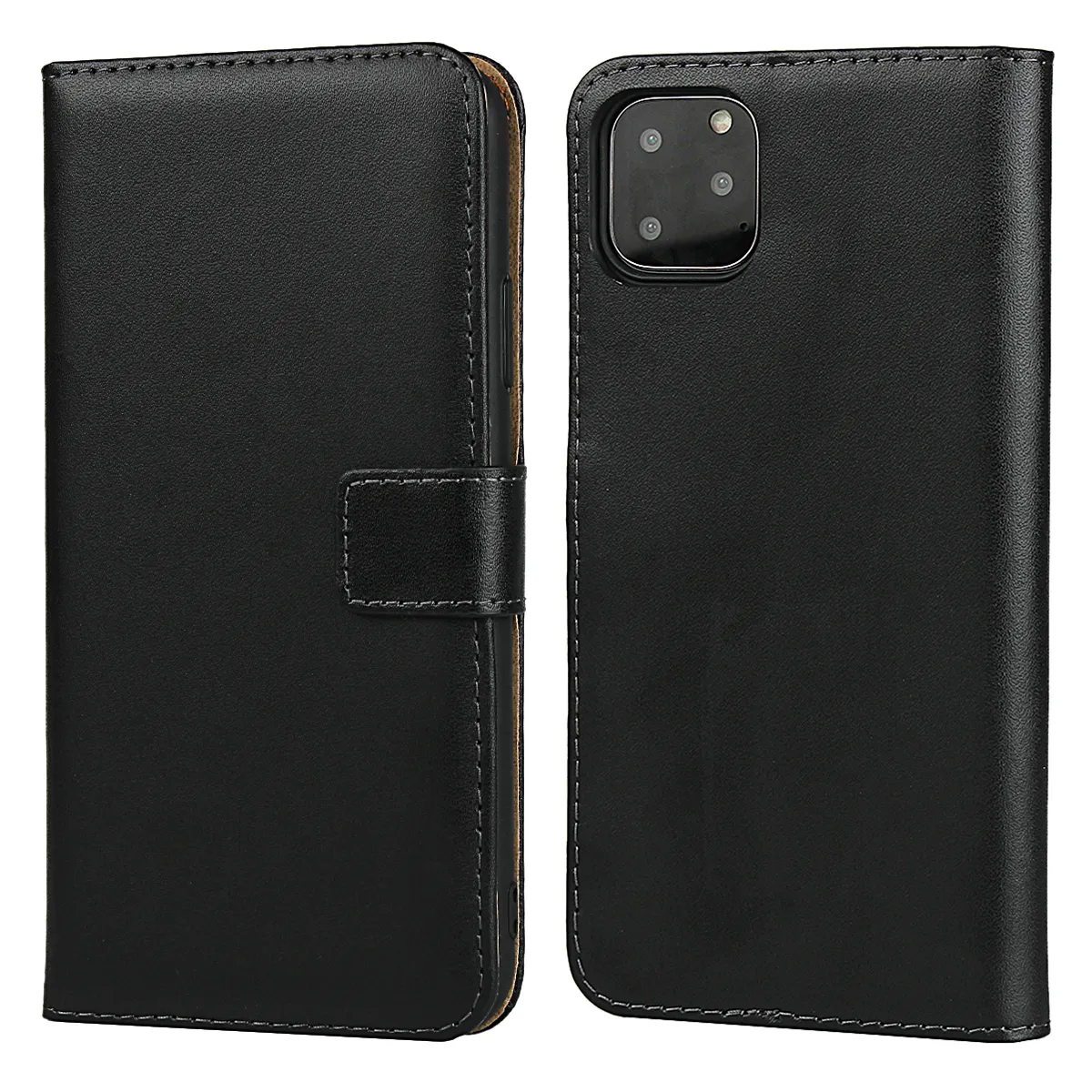 IPhone 11 için Pro sıcak satış gerçek hakiki deri cüzdan kılıf kapak Flip cep telefonu çantası ile Kickstand ve kart tutucu
