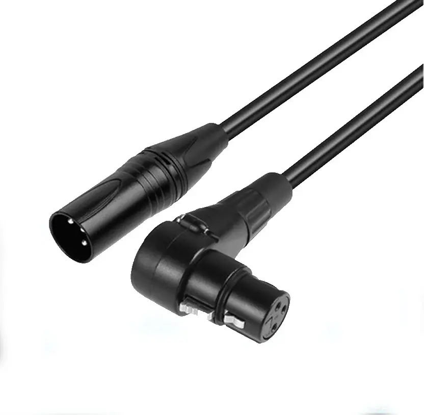 Sudut kanan kabel ekstensi mikrofon xlr 3pin DMX 90 derajat kabel ekstensi