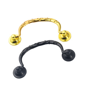 Furniture Handle Bridge Shape Gold And <b>Black</b> Zinc Alloy Cabinet Drawer Door Handle 93mm Hole Spacing Mediterranean Style - Product Image 5