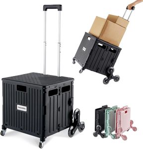 Chariot utilitaire pliable pour monter les escaliers - Panier, poignée télescopique, chariot en plastique pliable pour les courses, le déménagement et les escaliers - Product Image 5