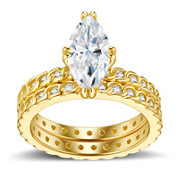 Bague de Fiançailles et de Mariage pour Femme en Or Plaqué 18 carats avec Moissanite D Color VVS1 Solitaire Marquise Pavée Large Tressée Style Vintage