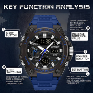Reloj Deportivo Digital SANDA 3311 para Exteriores, Reloj de Pulsera Electrónico Multifuncional con Luminiscencia, Cronógrafo y Funciones Impermeables - Product Image 3