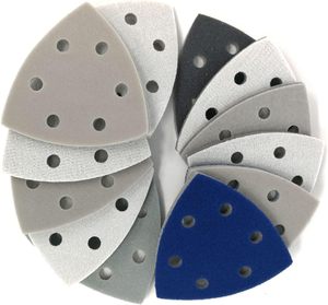 90*90*90mm 마우스 스폰지 6 개의 구멍이있는 모래 습식 및 건식 샌딩 스폰지 연마 도구 용 삼각형 폼 사포 연마 연삭 - Product Image 1