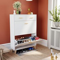 Armoire à chaussures, 20 paires de supports de rangement autoportants pour chaussures, avec 2 portes à clapet, armoire à chaussures à 2 niveaux