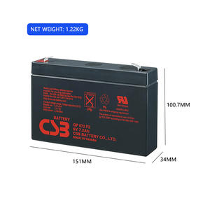 CSB 배터리 GP672 <span class=keywords><strong>6V</strong></span> <span class=keywords><strong>7.2Ah</strong></span> 충전식 유지 보수-무첨가 <span class=keywords><strong>7.2Ah</strong></span> 납산 배터리 - Product Image 2