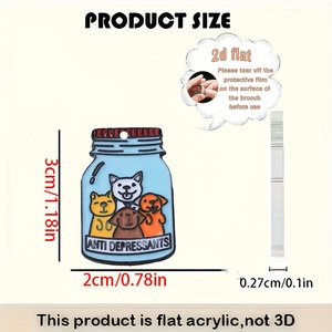 Pendientes de Acrílico Planos 2D con Diseño de Perro Adorable y Temática de "ANTI DEPRESSANTS" - Diseño de Dibujos Animados, Ligeros e Hipoalergénicos - Product Image 4