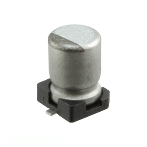 ตัวเก็บประจุแบบติดตั้งบนพื้นผิว (Surface Mount) รุ่นดั้งเดิม 10 ไมโครฟารัด UUL1C100MCL1GS  แบบอะลูมิเนียม 10UF 20% 16V SMD - Product Image 1