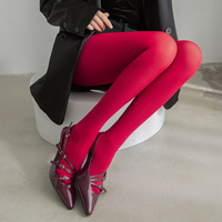 Collants en velours allongés de couleur bonbon rouge de Style chinois maigre en nylon uni transparent doux fille collants personnalisés doux